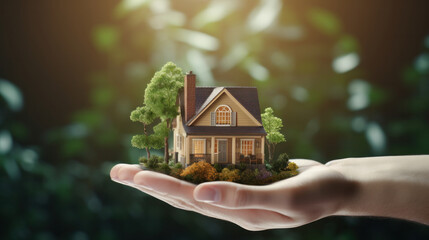 Grasping New Horizons: A Symbolic Small House Held in a Human Hand, Signifying Fresh Starts, Business Endeavors, Investments, and Real Estate Dreams.