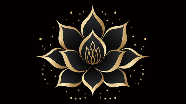 flor de lótus dourada em fundo preto 
