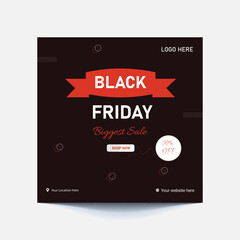 Modern black friday sale banner for social media post template, good for your promotion