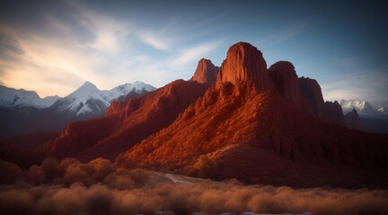 Obraz premium sunset in the mountains, generative ai