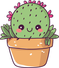 Cute cactus in cartoon style vector