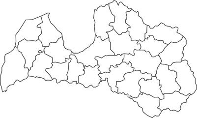 Map of Latvia with detailed country map, line map.