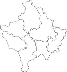 Map of Kosovo with detailed country map, line map.