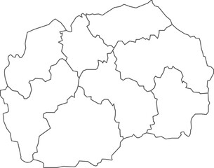 Map of North Macedonia with detailed country map, line map.