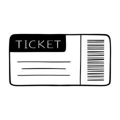 Ticket. Document for travel in transport. Hand drawn vector illustration.