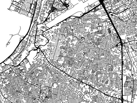 Vector road map of the city of  Paranaque City in the Philippines with black roads on a white background.