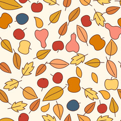 seamless pattern with autumn leaves,fruits