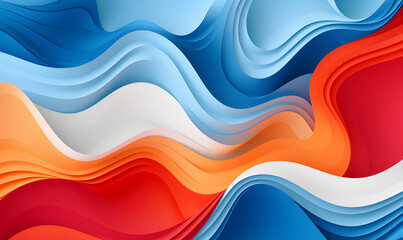 Colorful abstract paper cut wave with multi layers color texture. Vibrant colors smooth gradient for create background or decoration.