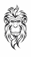 macaco Desenho de uma linha isolado em fundo branco