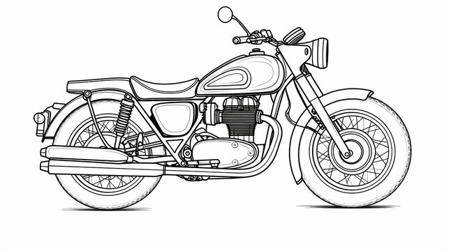 motocicleta Desenho de uma linha isolado em fundo branco