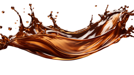 Splash of Hot Coffee Rich Brown Isolated on White Background