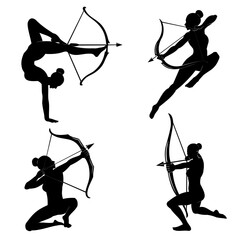 silhouette of a archer - obrazy, fototapety, plakaty