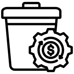 Waste Management Cost Outline Icon