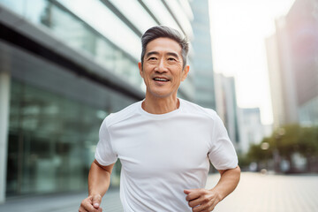 Happy healthy person during running jogging in the morning generative ai picture