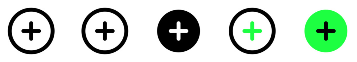 Obraz premium Add Plus Icon Circle | Addition Buttons Circle| Positive Symbol Circle | Additional Icon Circle | Cross Icons Circle | Add Plus Fill | Add Plus Stroke | Add Plus Duotone | Variations