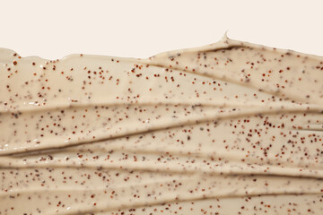Scrub skin care cosmetic caramel beige background isolated