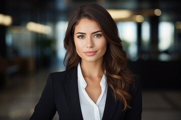 Generative AI picture portrait of amazing gorgeous office worker young woman