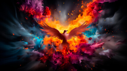 A dove of peace in bright colors - obrazy, fototapety, plakaty