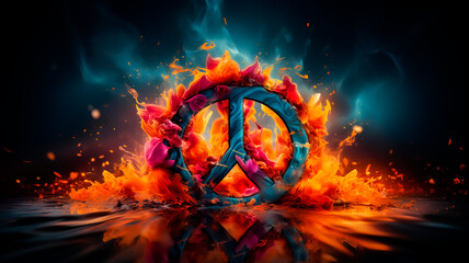 The symbol of peace in bright colors. - obrazy, fototapety, plakaty