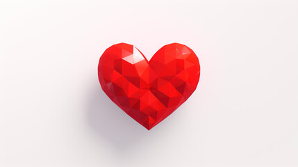 Fototapeta premium Valentines Day, red heart on white background
