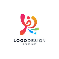 people and color splash for painter, education or playgroup logo design