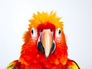 funny red parrot close up