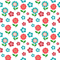 Watercolor illustrations flowers seamless pattern design for background, wallpaper, fabric on white background_01