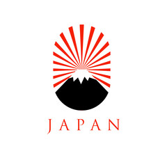 mountain with rising sun japanese logo vector illustration. mount fuji logo vector isolated. Illustration of Mount Fuji, Japan. Best mount fuji logo in elegant style. Mountain fujiyama .