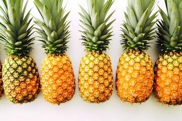Juicy a pineapple, Sweet, advertising banner isolated on white background, AI generated.