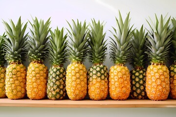 Juicy a pineapple, Sweet, advertising banner isolated on white background, AI generated.