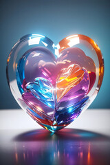 Love, Beautiful Heart Shape Glass Art, Deep emotion, binds hearts, transcends words, unites souls, Ai Generated Image