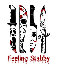Feeling Stabby with Horror movie characters, and blood writing - obrazy, fototapety, plakaty