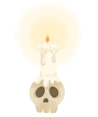 candle on a skull