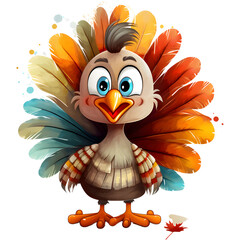 Single Thanksgiving Cartoon Turkey Bird Autumn illustration