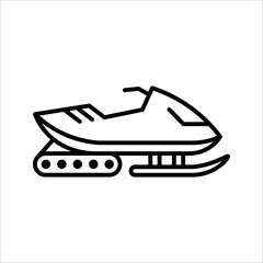 Snowmobile vector outline icon. vector illustration on white background