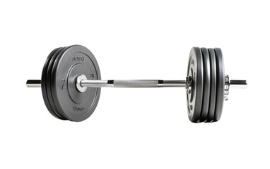 Solid Steel Weighted Barbell on isolated background