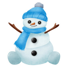 Snow man Hand drawn Christmas elements Illustration