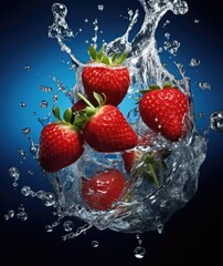 Strawberries fall into the water