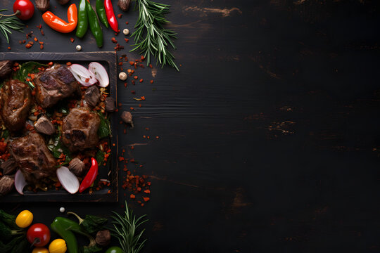 Hintergrund mit Fleisch am Rand