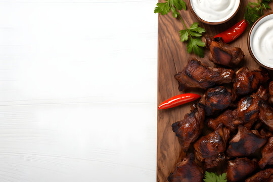 Hintergrund mit Fleisch am Rand
