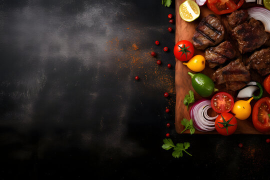 Hintergrund mit Fleisch am Rand