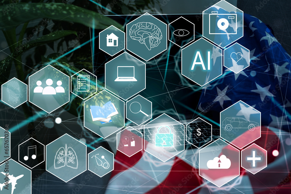 Poster ai, artificial intelligence, machine learning, neural networks and modern technologies concepts. iot