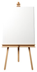 Wooden easel with blank canvas isolated.