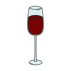 Wine glass. A drink for a romantic evening. Hand drawn vector illustration.
