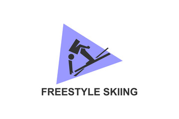 Freestyle skiing vector line icon. acrobatics, practice Freestyle skiing. extreme sports pictogram illustration.