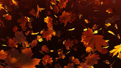 Maple Leaves Background for advertising and wallpaper in nature and advertising scene. 3D rendering in decorative concept 