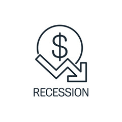 Recession. Vector linear icon isolated on white background.