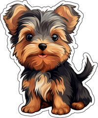Yorkshire Terrier Dog Sticker with cut lines - obrazy, fototapety, plakaty