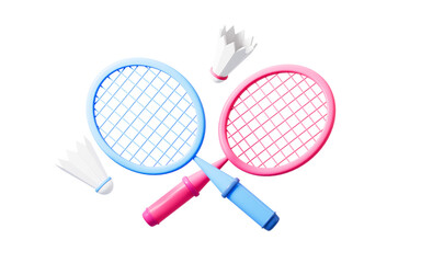 Cartoon badminton and racket, 3d rendering.