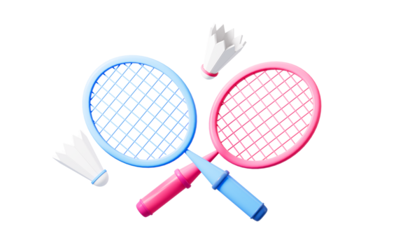 Cartoon badminton and racket, 3d rendering.